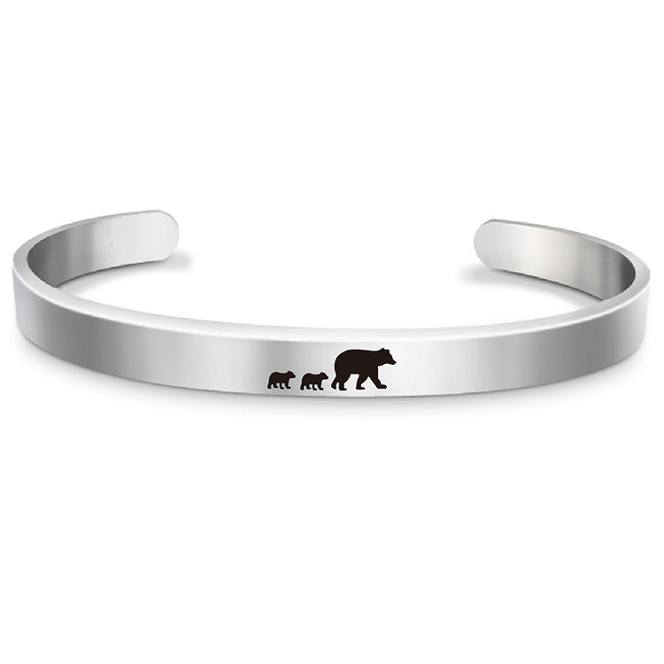 Venta al por mayor Pulsera de oso del día de la madre de acero inoxidable